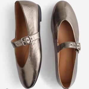 Madewell Metallic Remy Mary Jane Flats 8.5 Pewter 🩷